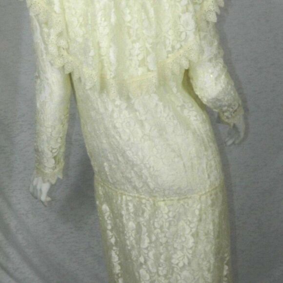 Jessica McClintock Gunne Sax Size Medium Dress Ivory Lace Vintage - Picture 7 of 11